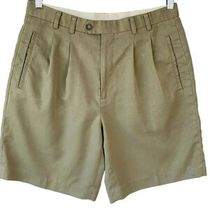 Cutter & Buck Classic Chino Golf Pleated Casual Shorts Size 33 Oyster Green